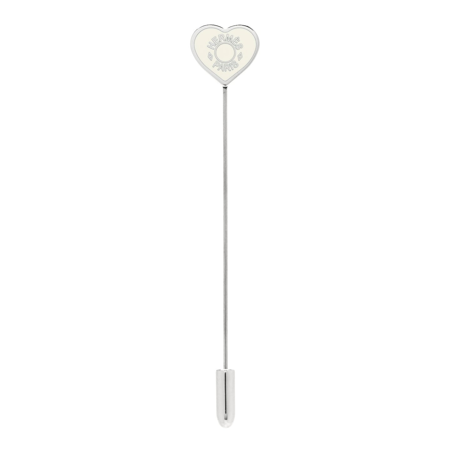 Lacquered Palladium Clou De Coeur Hat Pin White