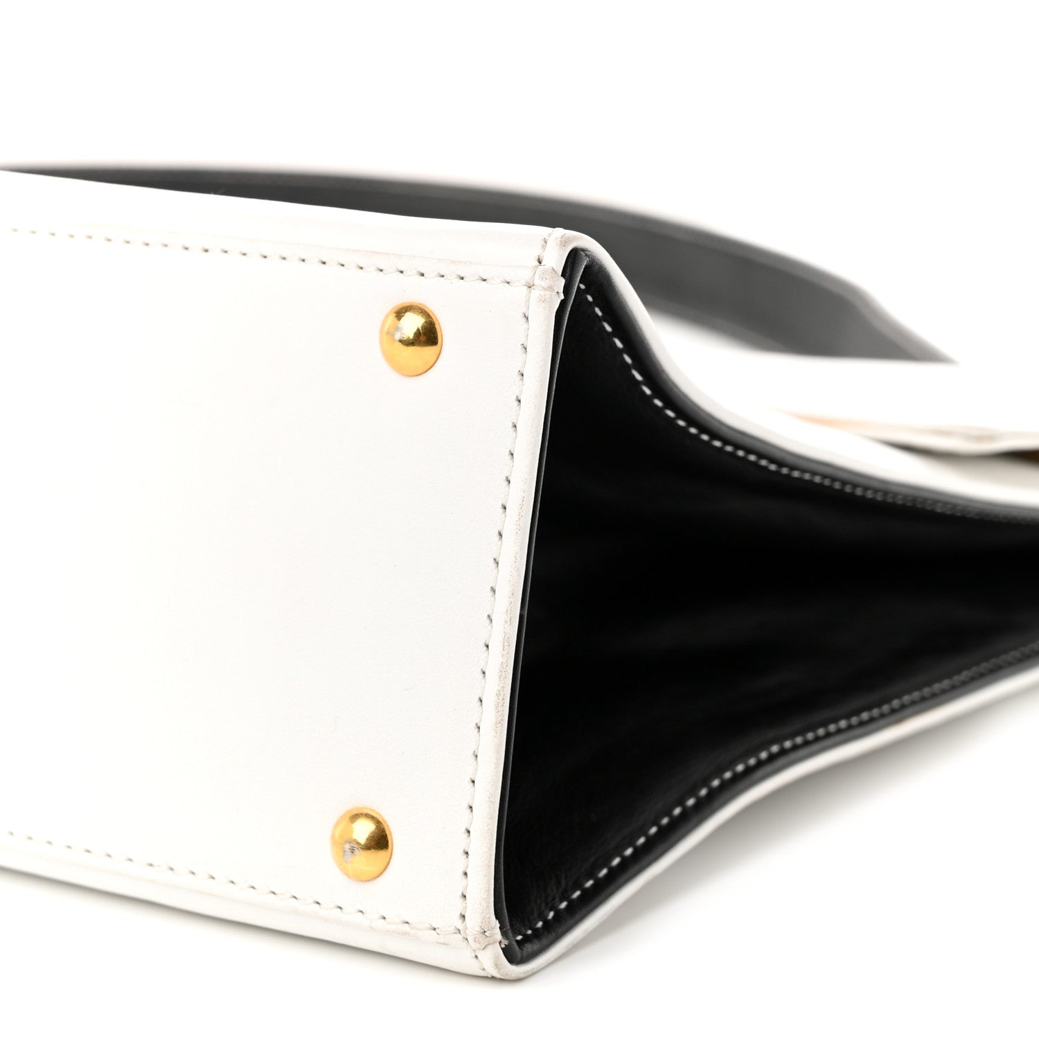 Chanel Calfskin Flap Shoulder Bag White Black 10 of 12
