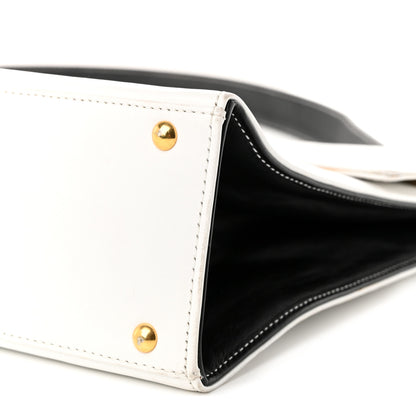 Chanel Calfskin Flap Shoulder Bag White Black 10 of 12