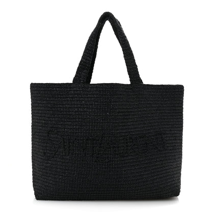Saint Laurent Raffia Logo Tote Black 1 of 9