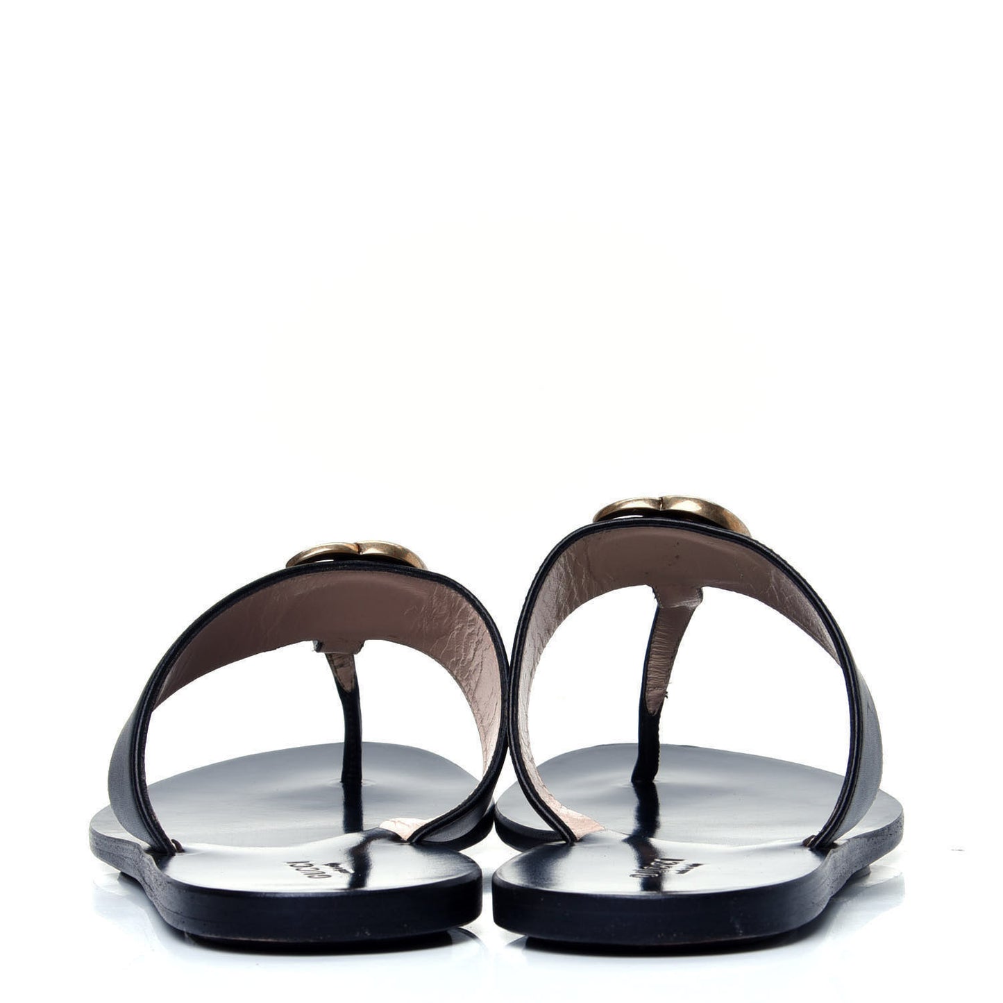 Calfskin GG Marmont Thong Sandals 39 Black