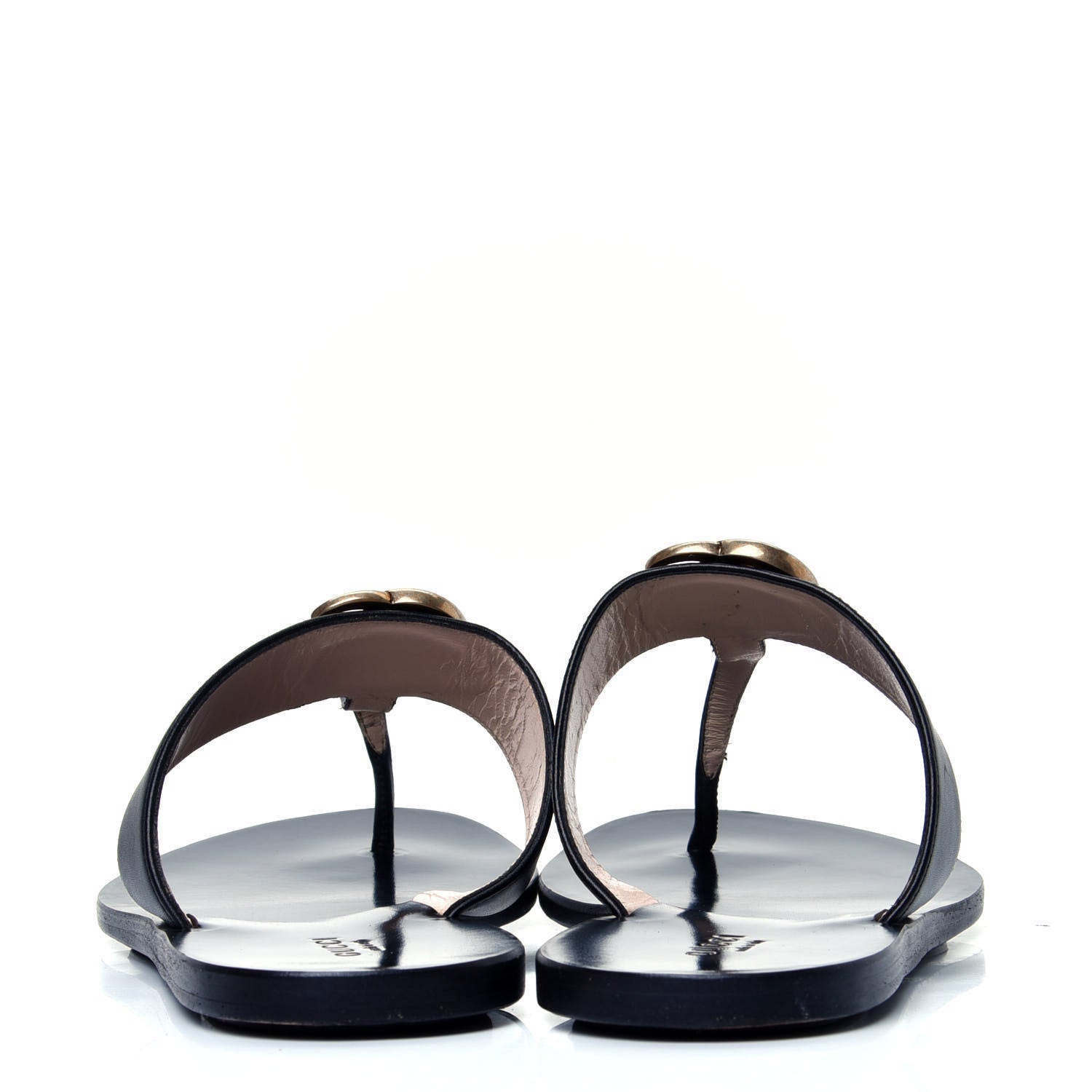 Gucci Calfskin GG Marmont Thong Sandals 39 Black 4 of 7
