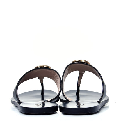 Gucci Calfskin GG Marmont Thong Sandals 39 Black 4 of 7