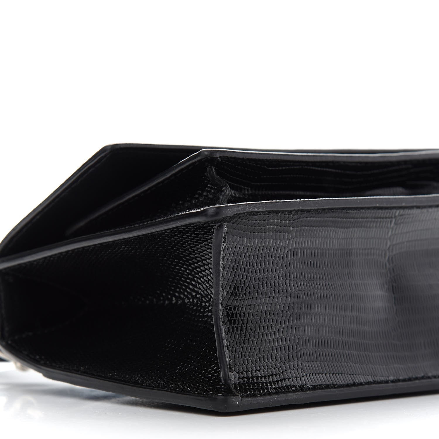 Balenciaga Patent Calfskin Lizard Embossed XS Sharp Top Handle Bag Black 7 of 10