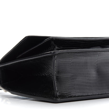 Balenciaga Patent Calfskin Lizard Embossed XS Sharp Top Handle Bag Black 7 of 10