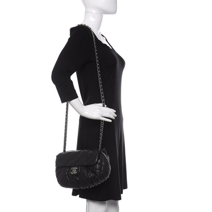 Chanel Washed Lambskin Quilted Medium Chain Around Messenger Black 2 of 10