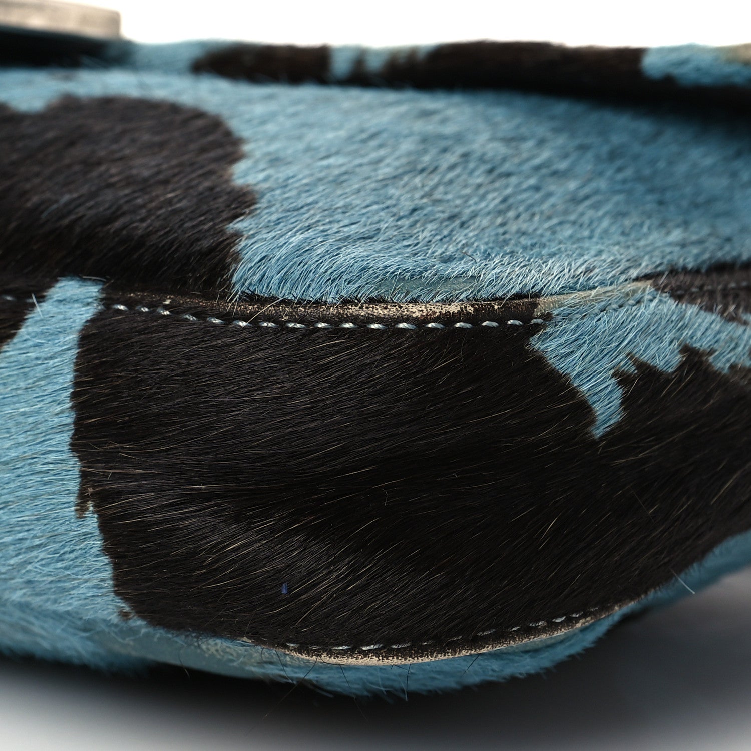 Fendi Calf Hair Baguette Light Blue Brown 9 of 10