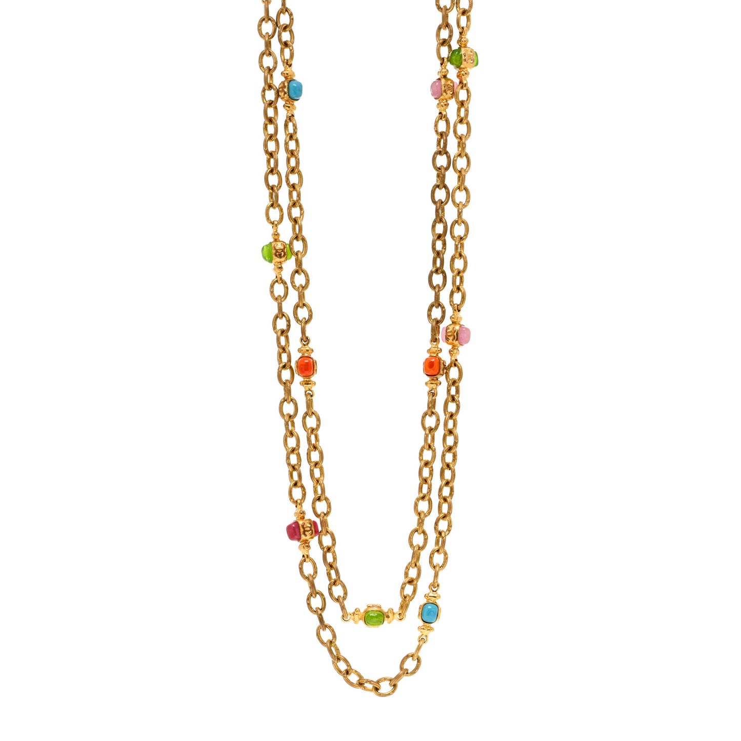 Beaded Resin CC Long Necklace Gold Multicolor