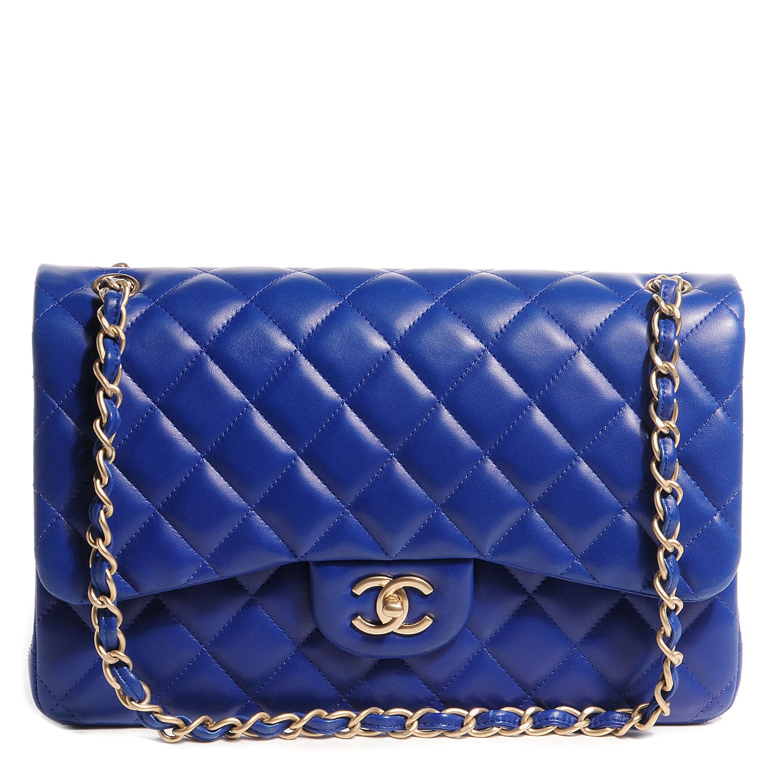 Chanel Lambskin Quilted Jumbo Double Flap Dark Blue 1 of 9