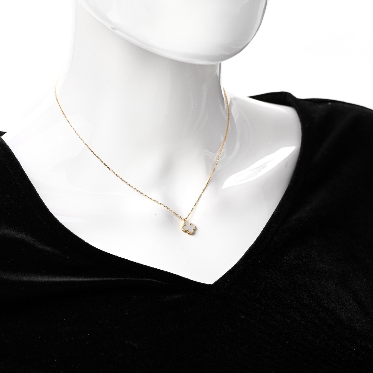 Van Cleef & Arpels 18K Yellow Gold Mother of Pearl Sweet Alhambra Pendant Necklace 2 of 7