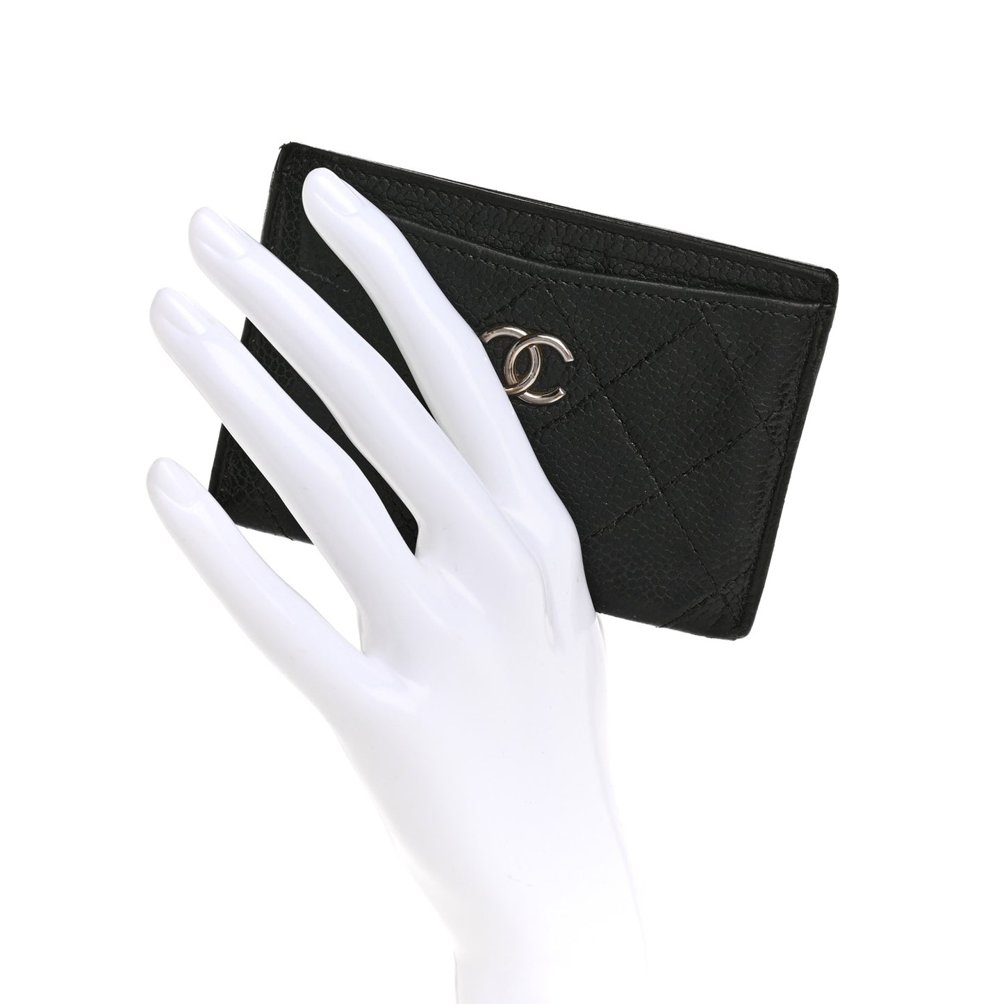 Caviar Quilted Card Holder Black