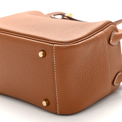 Hermes Taurillon Clemence Mini Lindy 20 Gold 10 of 11