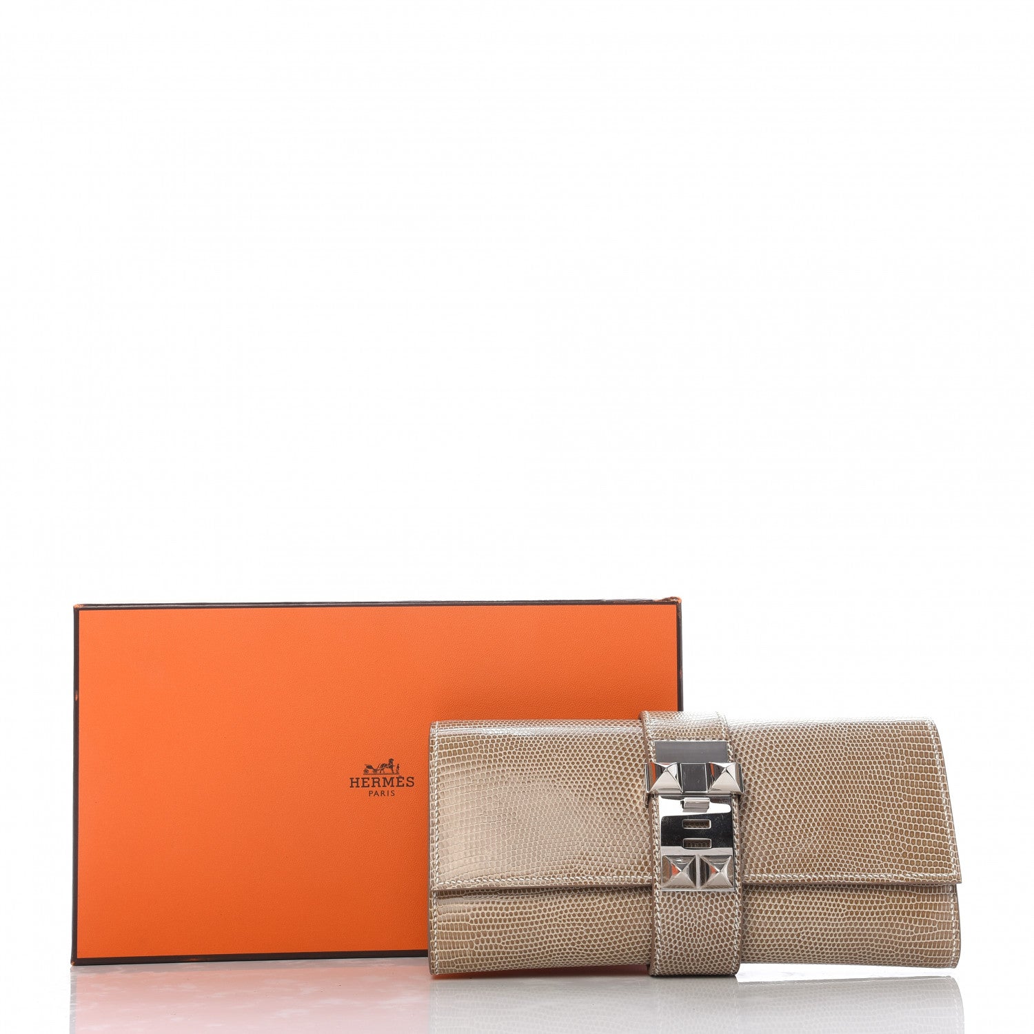 Hermes Lizard Medor Clutch 23 Ficelle 10 of 10