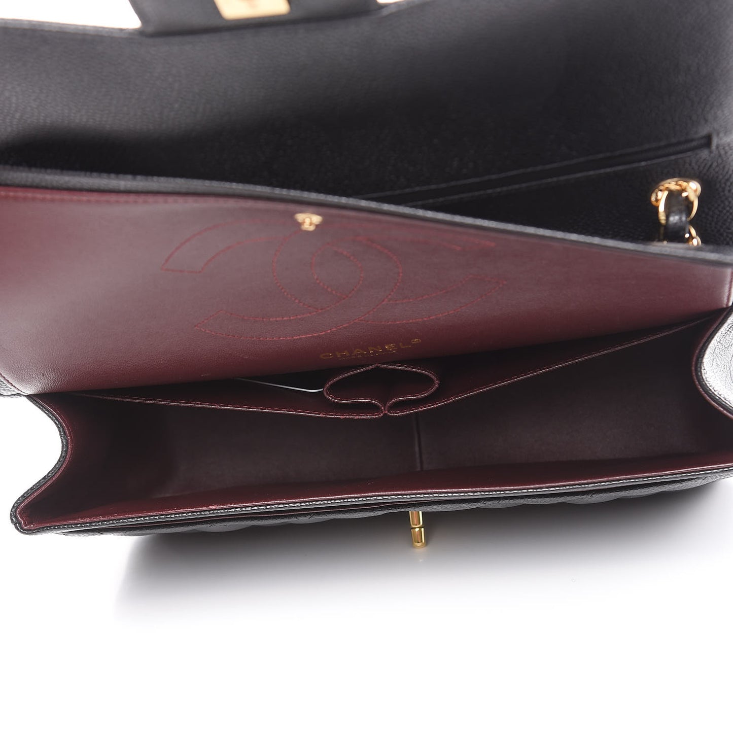 Caviar Quilted Jumbo Double Flap Black