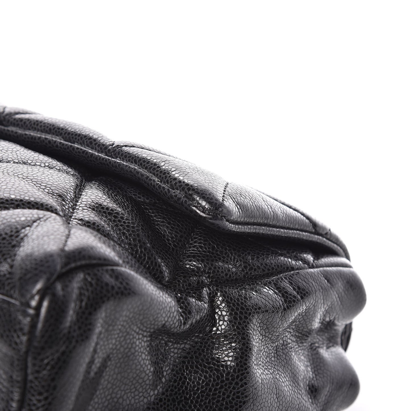 Glazed Caviar Medium Nature Flap Bag Black