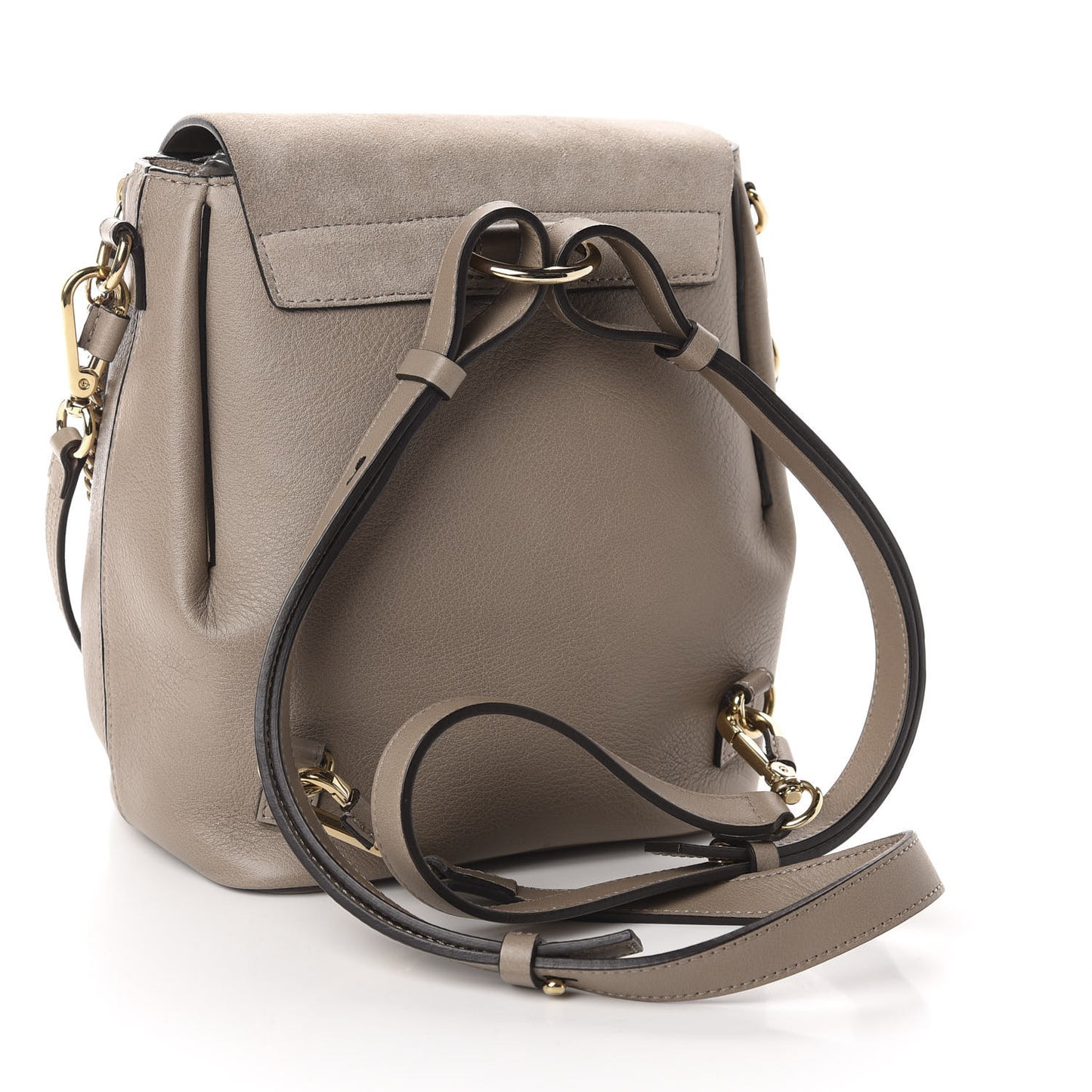 Suede Calfskin Small Faye Backpack Motty Grey