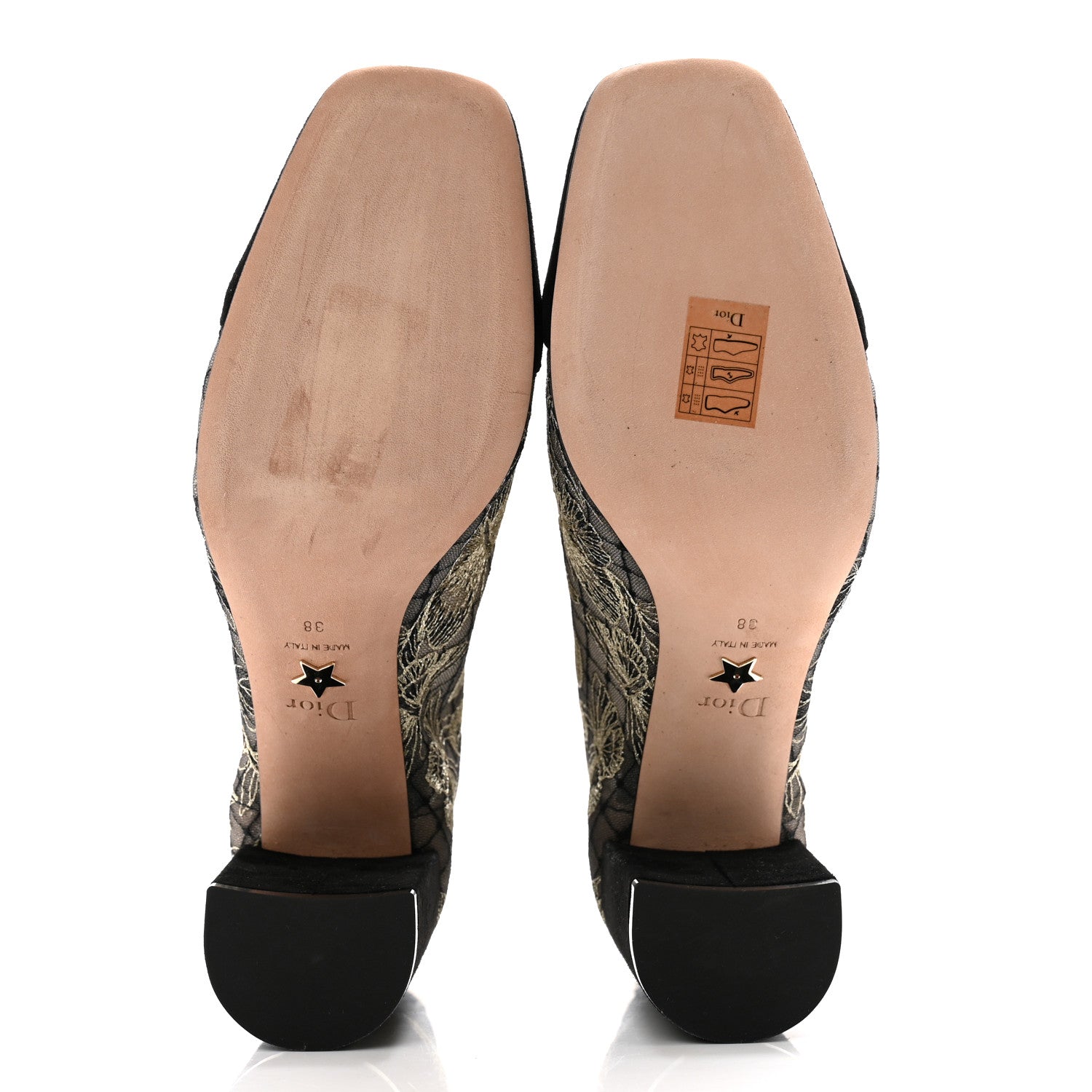 Christian Dior Suede Lurex Butterfly Embroidered Naughtily-D Heeled Ankle Boots 38 Black Gold 5 of 11