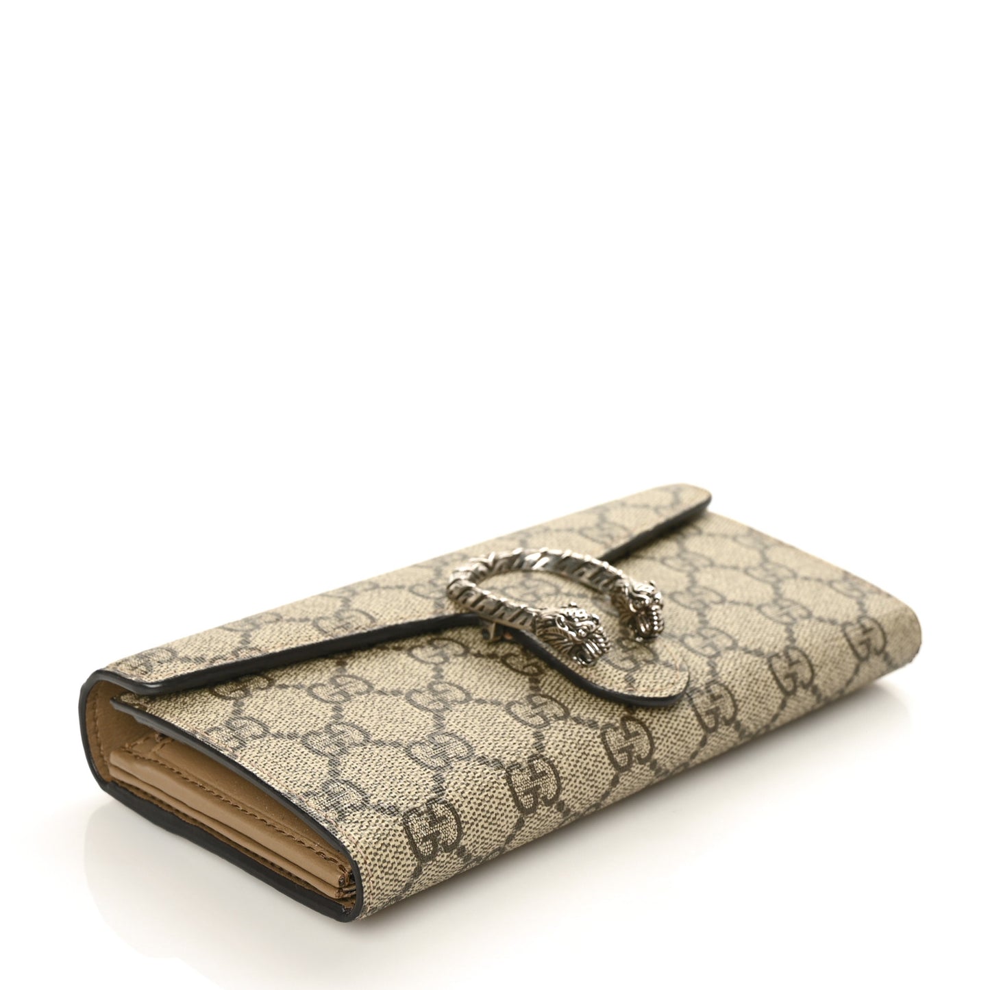 GG Supreme Monogram Dionysus Chain Clutch Wallet Beige Taupe
