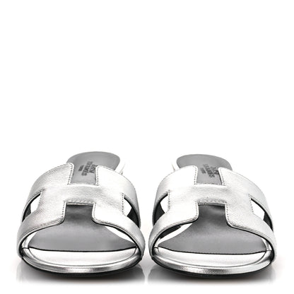 Hermes Metallic Nappa Oasis Sandals 41 Argent 3 of 11