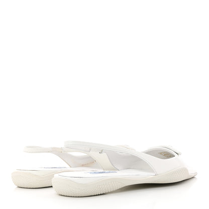 Prada Spazzolato Triangle Logo Pointed Toe Slingback Flats 37 White 4 of 12