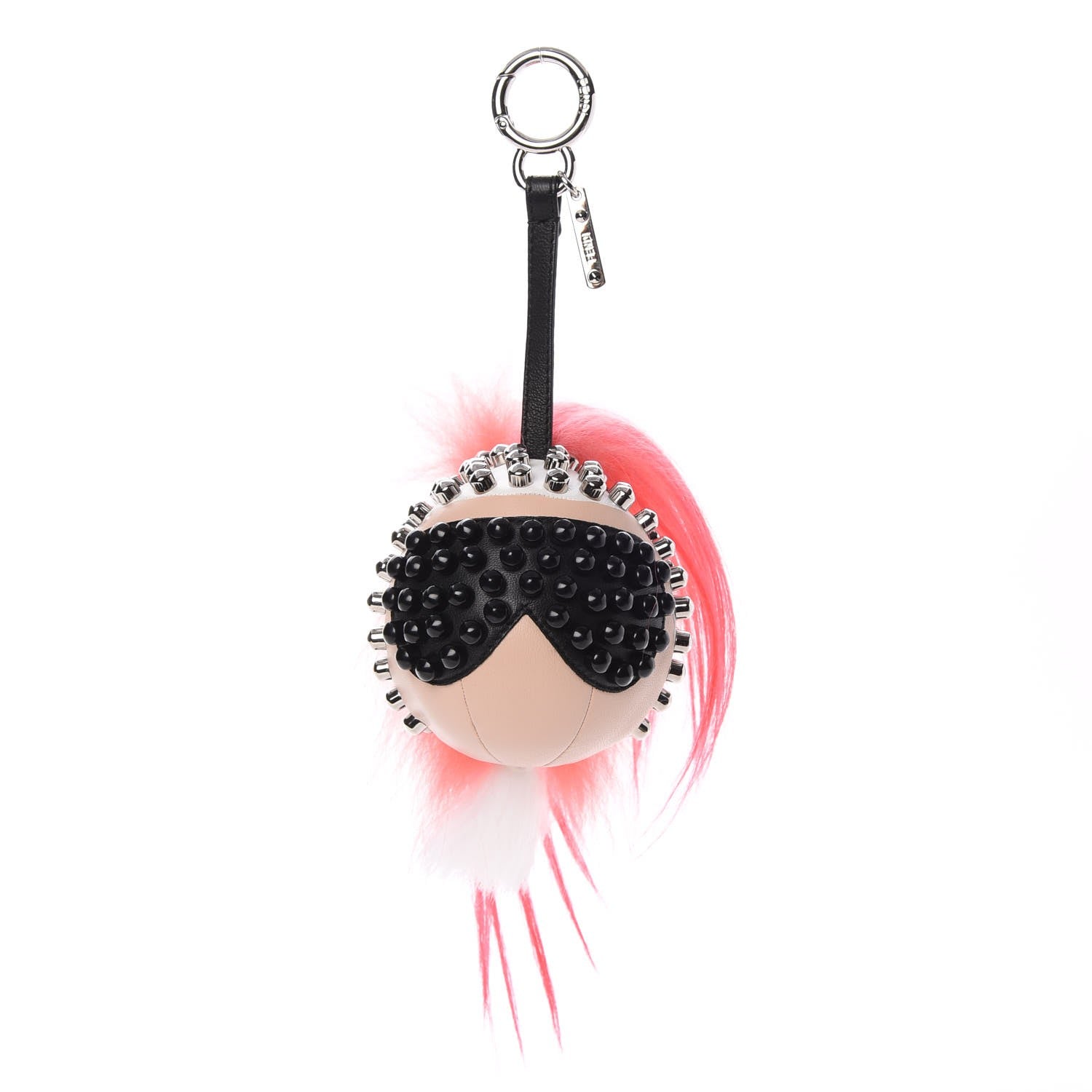 Fendi Lambskin Goat Fur Studded Punkarlito Bag Charm Azalea 1 of 5