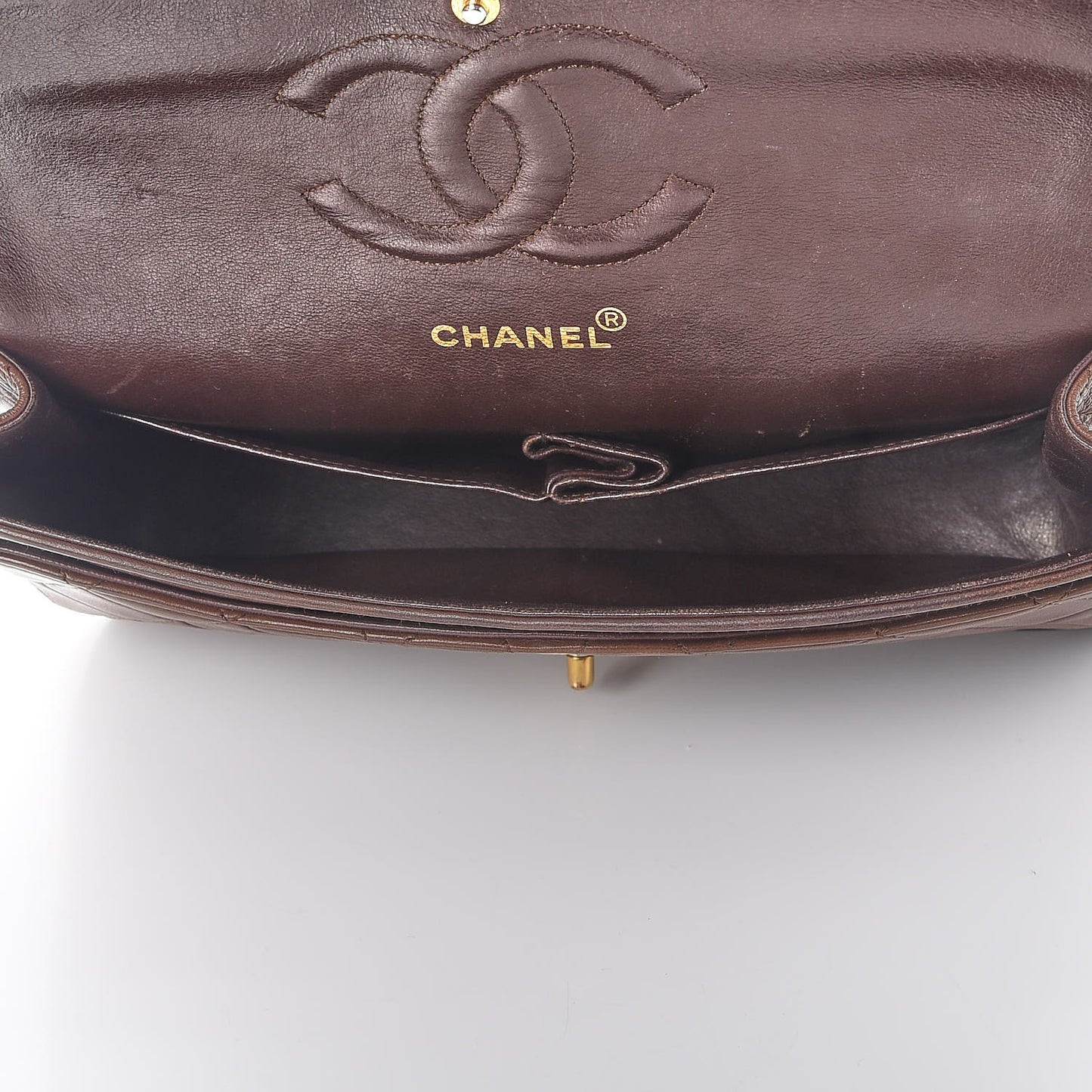 Lambskin Medium Double Flap Brown
