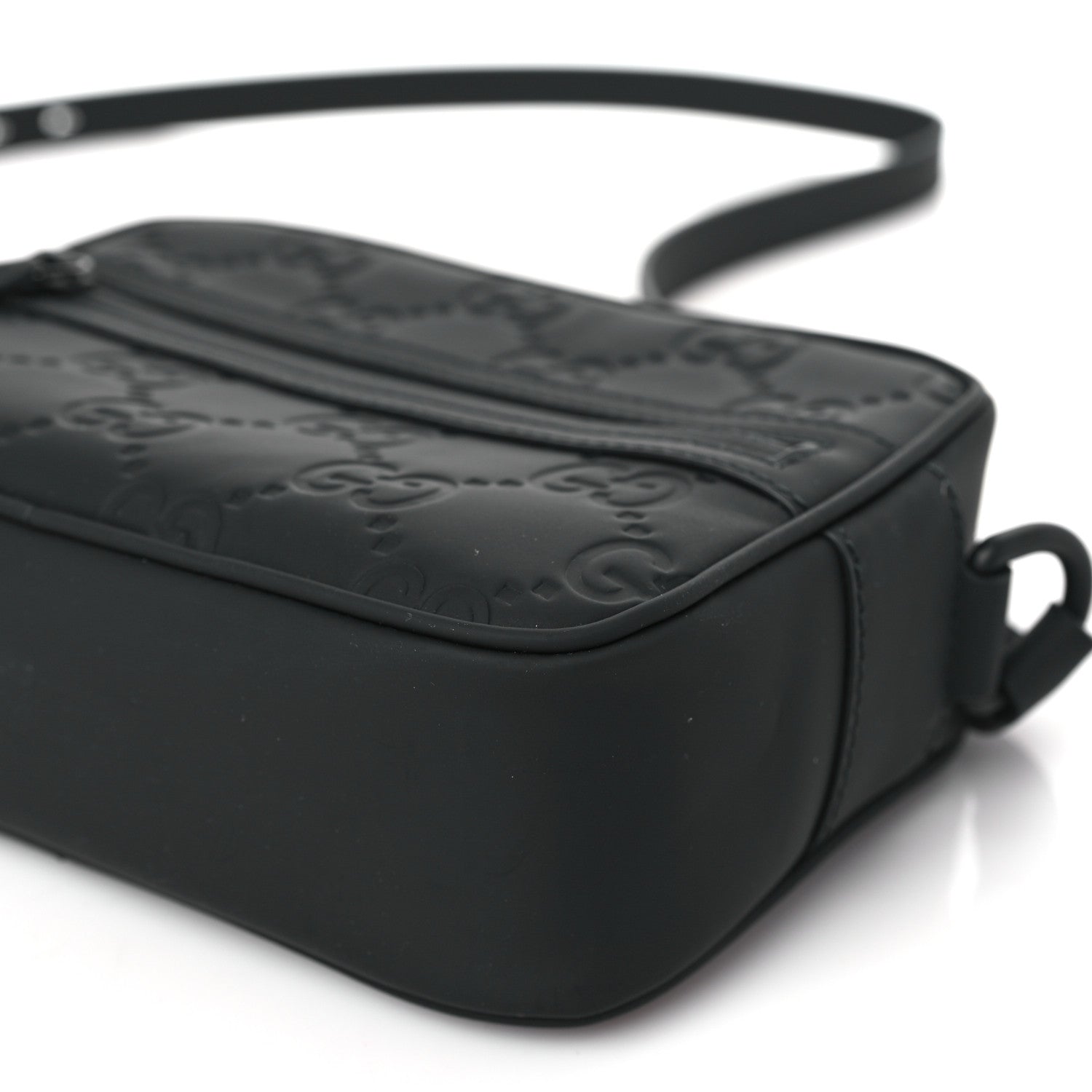Gucci Rubber Effect Calfskin GG Mini Crossbody Bag Black 8 of 9