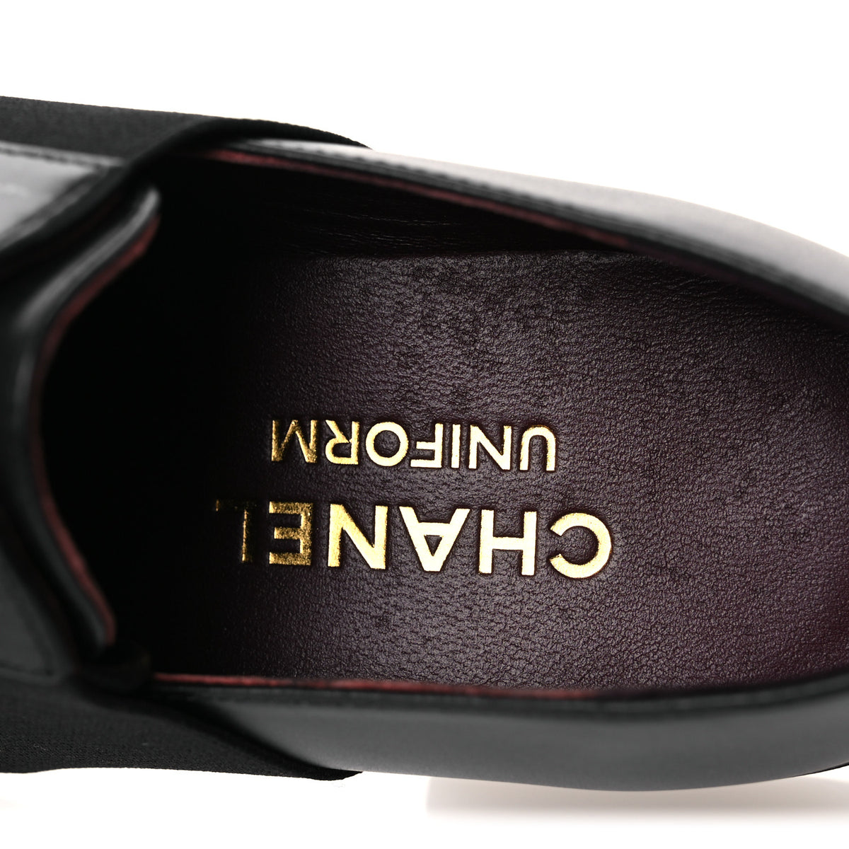 Chanel Calfskin Elastic Lace Up Cap Toe CC Loafers 35.5 Black 9 of 16
