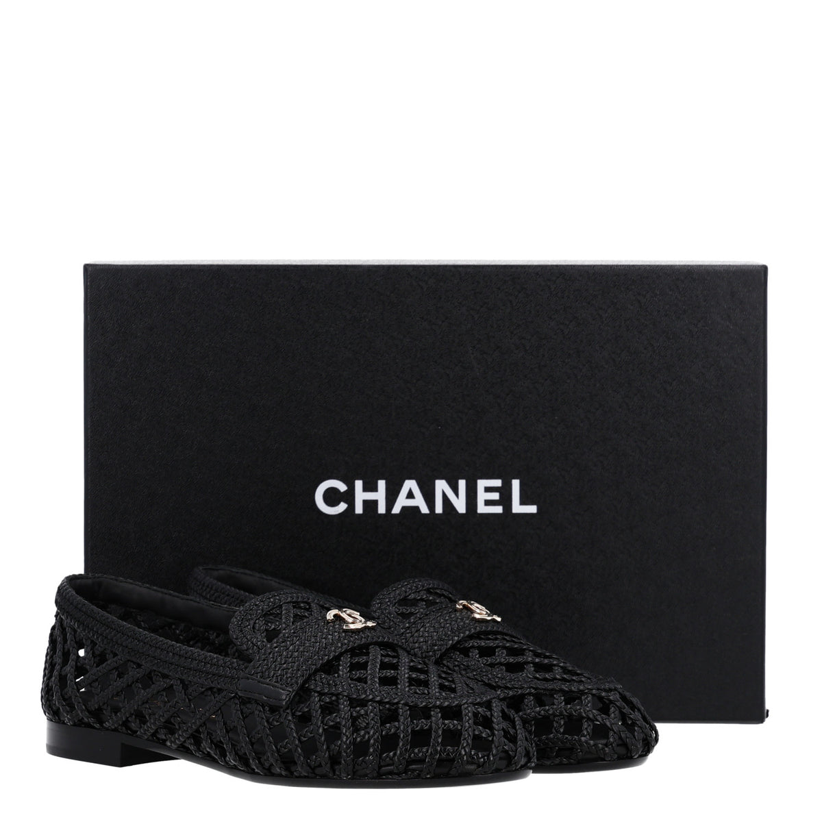 Chanel Braided Lambskin CC Mocassin Loafers 38 Black 2 of 10