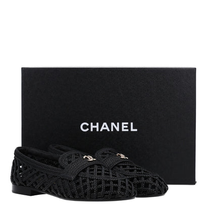Chanel Braided Lambskin CC Mocassin Loafers 38 Black 2 of 10