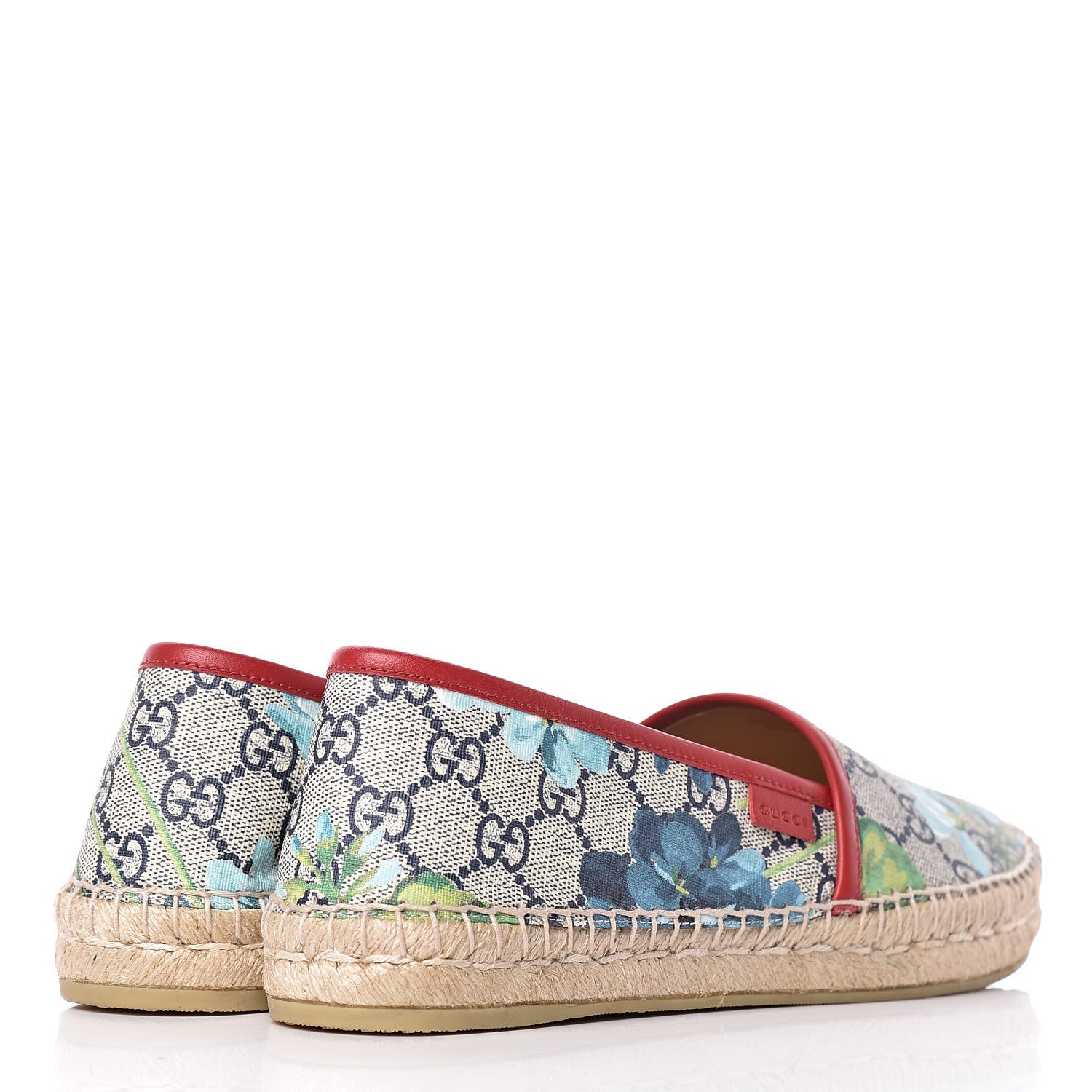 Gucci GG Supreme Monogram Blooms Espadrilles 38.5 Beige Blue Navy Hibiscus Red 4 of 10