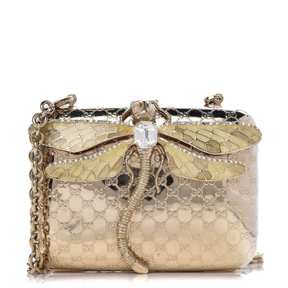 Gucci Metal Guccissima Dragonfly Minaudiere Clutch Gold 1 of 16