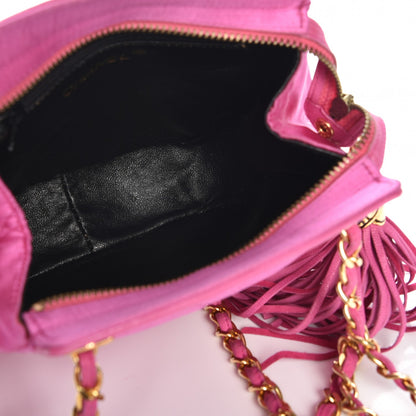 Chanel Satin Quilted CC Tassel Shoulder Bag Pink 5 of 9