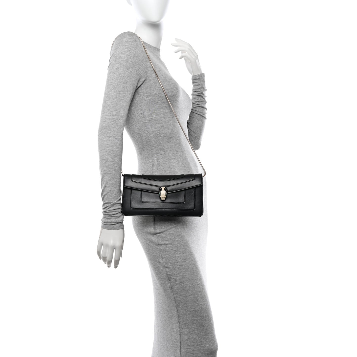 Calfskin Serpenti Forever Shoulder Bag Black