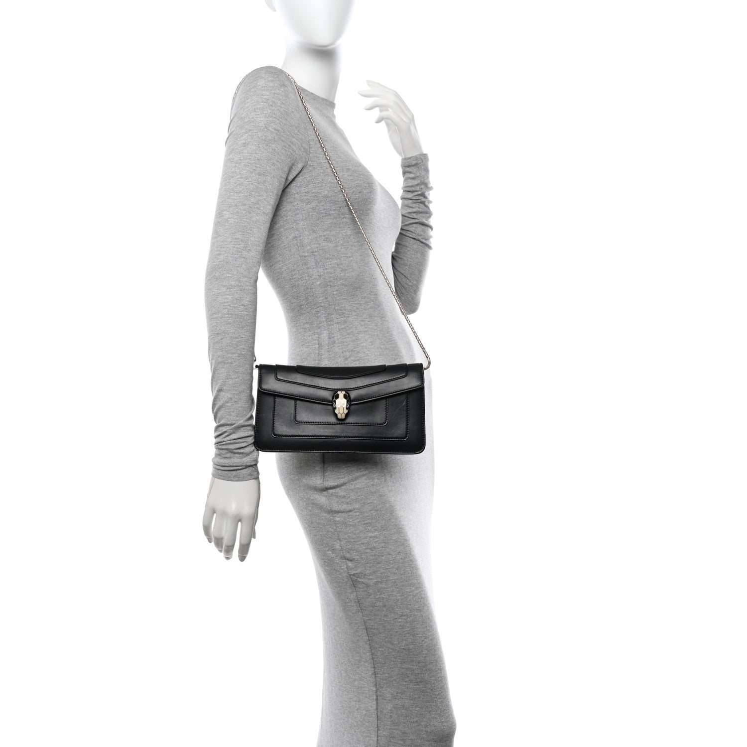 Bulgari Calfskin Serpenti Forever Shoulder Bag Black 2 of 13