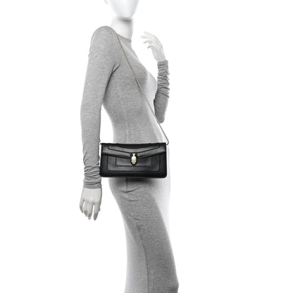 Bulgari Calfskin Serpenti Forever Shoulder Bag Black 2 of 13