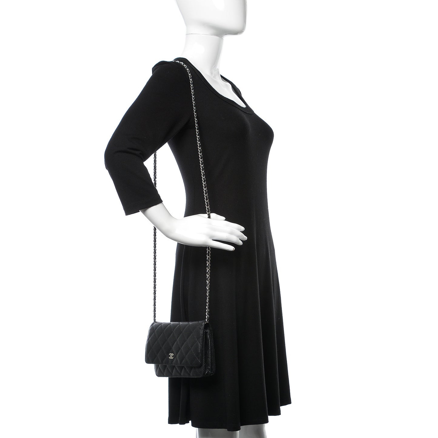 Caviar Quilted Wallet On Chain WOC Black