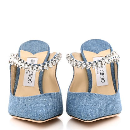 Jimmy Choo Denim Crystal Bing 100 Pumps 37.5 Blue 2 of 17
