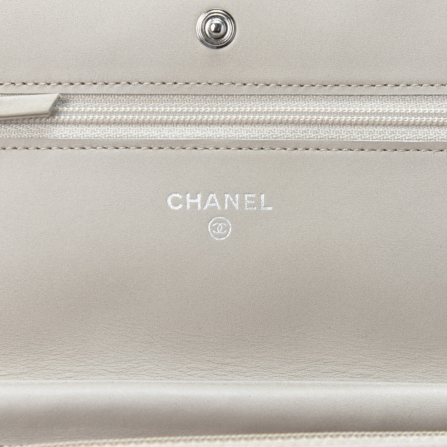 Chanel Calfskin Double Stitch Hamptons Wallet On Chain WOC Grey 7 of 10