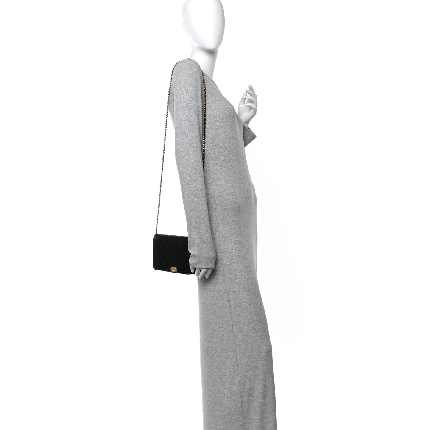 Caviar Quilted Boy Wallet On Chain WOC Black