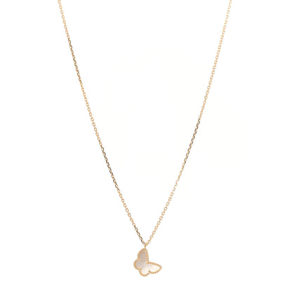Van Cleef & Arpels 18K Yellow Gold Mother of Pearl Sweet Alhambra Butterfly Pendant Necklace 1 of 6