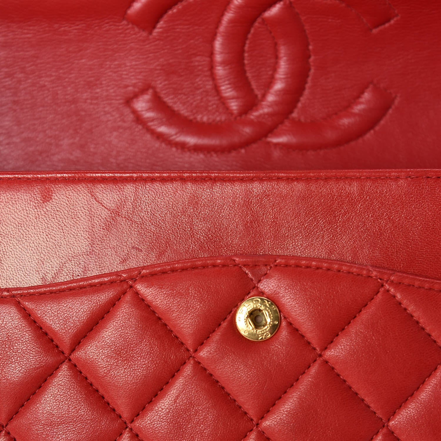 Chanel Lambskin Quilted Medium Double Flap Red 16 of 28