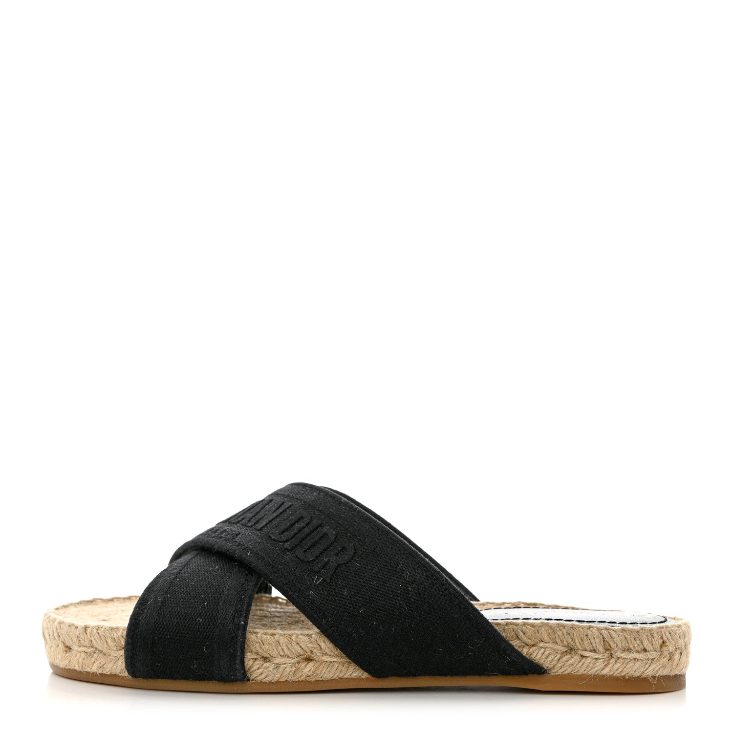 Christian Dior Canvas Embroidered Granville Espadrille Crisscross Flat Slide Sandals 36 Black 1 of 9