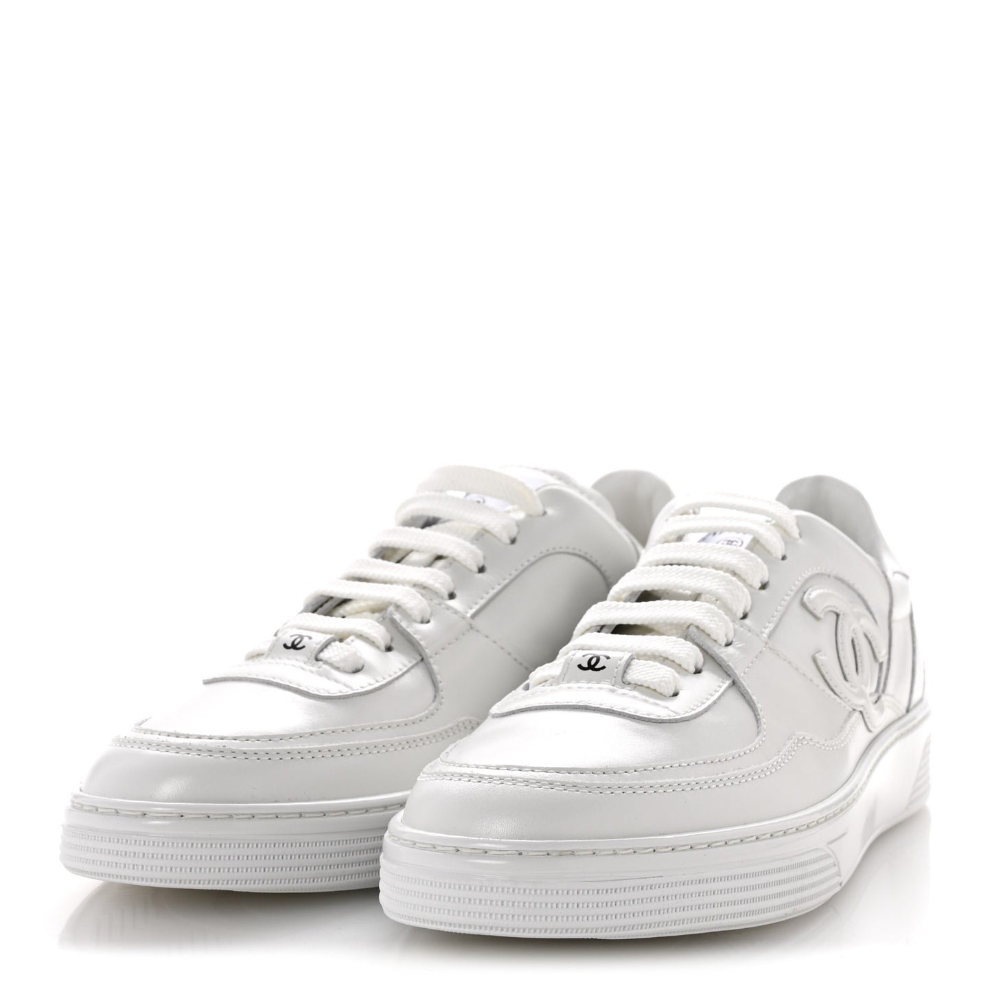 Calfskin Womens CC Sneakers 38 White