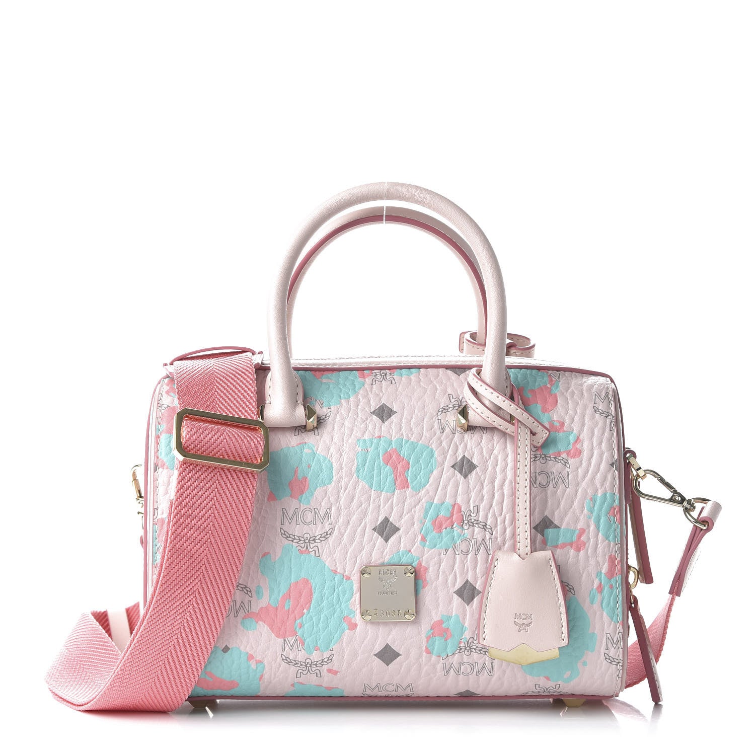 MCM Visetos Floral Leopard Essential Boston Bag Pink 1 of 9