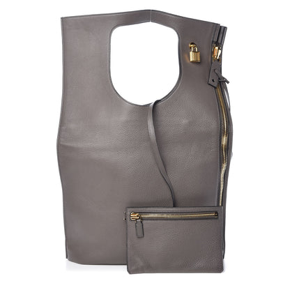 Tom Ford Calfskin Large Alix Padlock Zip Shoulder Bag Graphite 1 of 8