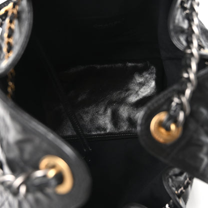 Chanel Shiny Crumpled Calfskin Quilted Medium Chanel 25 Handbag Black Black 5 of 10