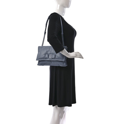 Salvatore Ferragamo Calfskin Small Viva Bow Shoulder Bag Blue 2 of 12