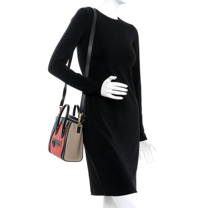 Celine Python Calfskin Nano Tri-Color Luggage Red Black 2 of 8
