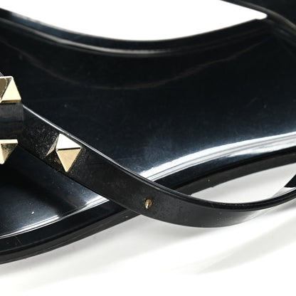 Valentino Garavani PVC Jelly Rockstud Bow Thong Sandals 40 Black 10 of 11